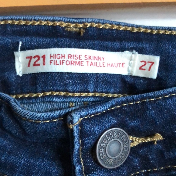 Levi’s 721 High Rise Skinny Jeans Blue Story Size 27 - Picture 9 of 12